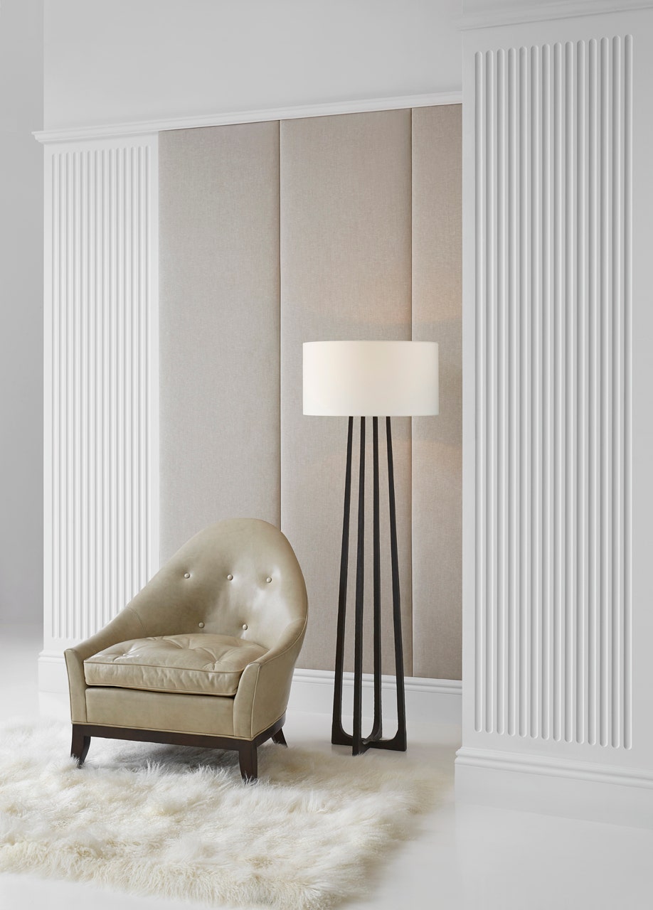 Scala Large Hand-Forged Floor Lamp - Aged Iron with Linen Shade Visual Comfort 2