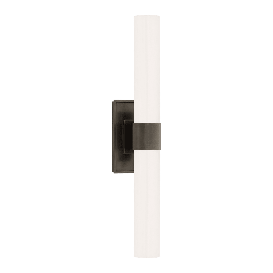 Presidio Petite Double Sconce - Bronze with White Glass Visual Comfort 1