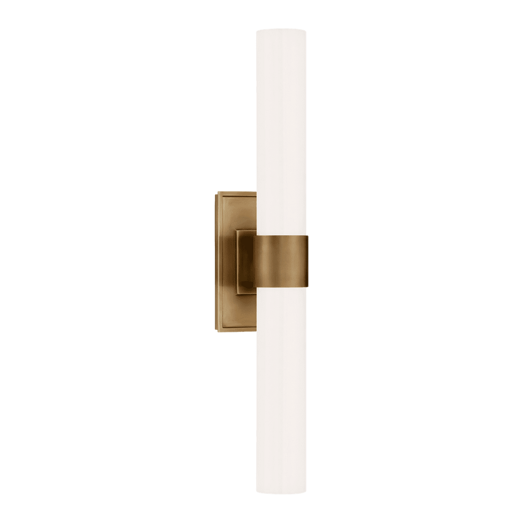Presidio Petite Double Sconce - Antique Brass with White Glass Visual Comfort 1