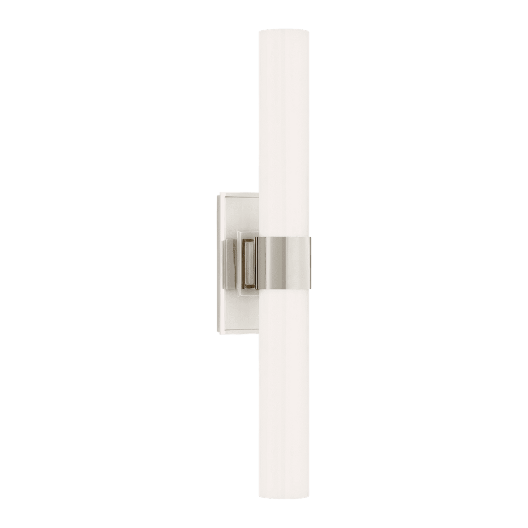 Presidio Petite Double Sconce - Polished Nickel with White Glass Visual Comfort 1