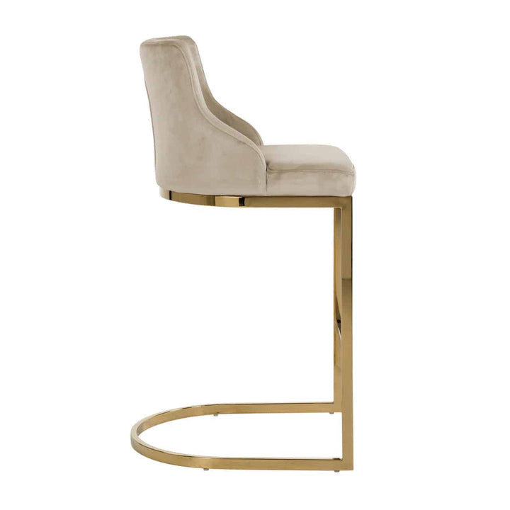 Bolton Bar Stool - Khaki Velvet & Gold Richmond 3