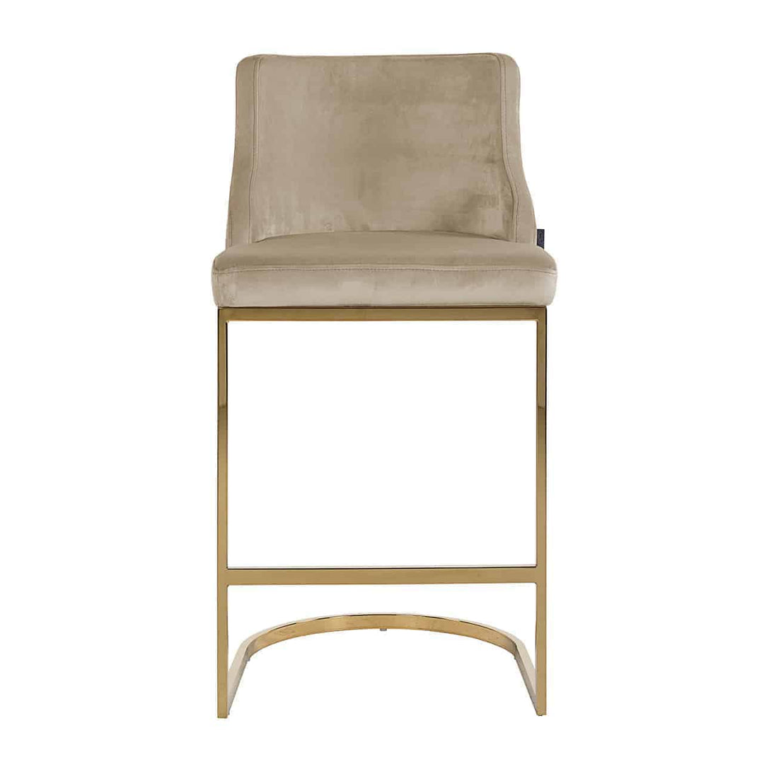 Bolton Bar Stool - Khaki Velvet & Gold Richmond 1