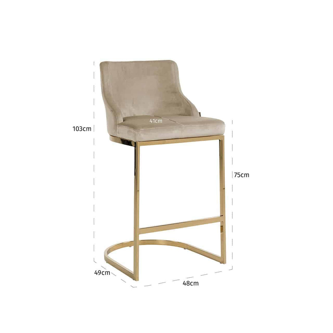 Bolton Bar Stool - Khaki Velvet & Gold Richmond 5