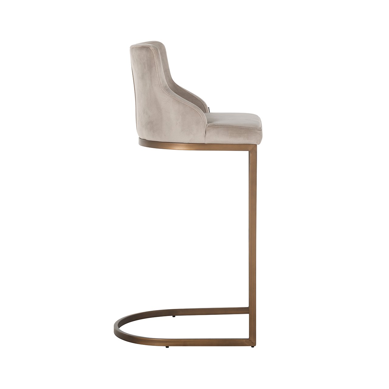 Richmond Bolton Bar Stool in Khaki Velvet & Brushed Gold