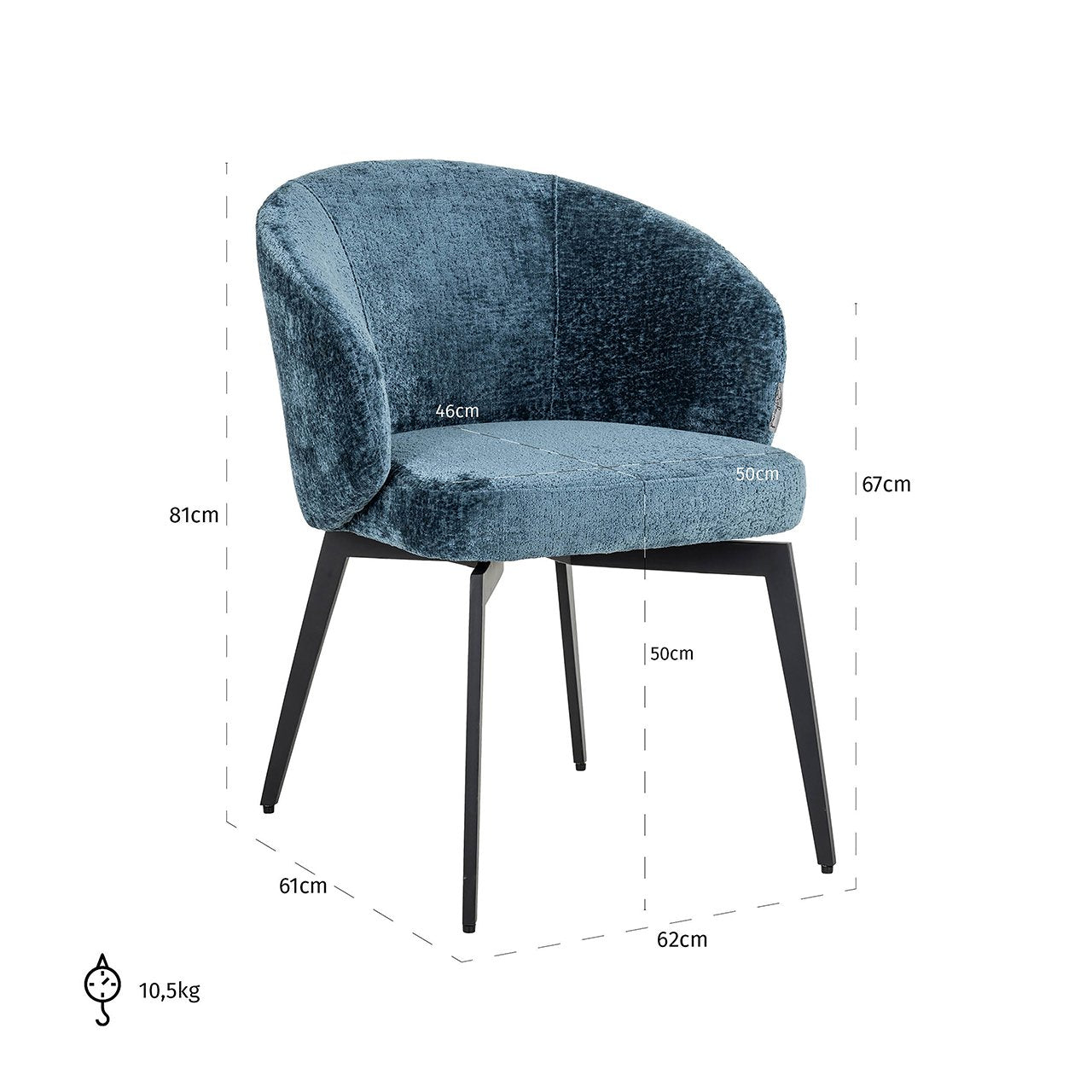 Richmond Interiors Amphara Chenille Chair in Blue