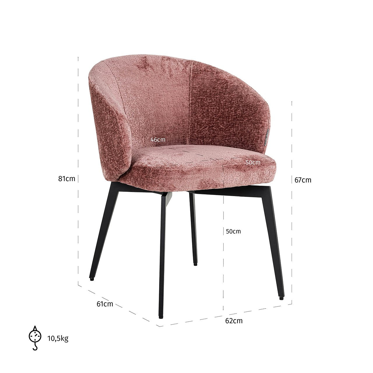 Richmond Interiors Amphara Chenille Chair in Rose