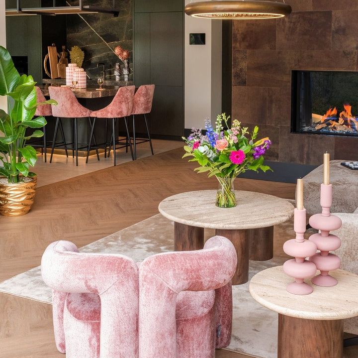 Douglas Round Coffee Table - Travertine Top Richmond 2