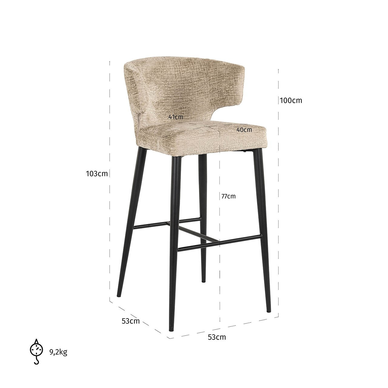 Richmond Interiors Taylor Bar Stool Taylor in Desert Fusion