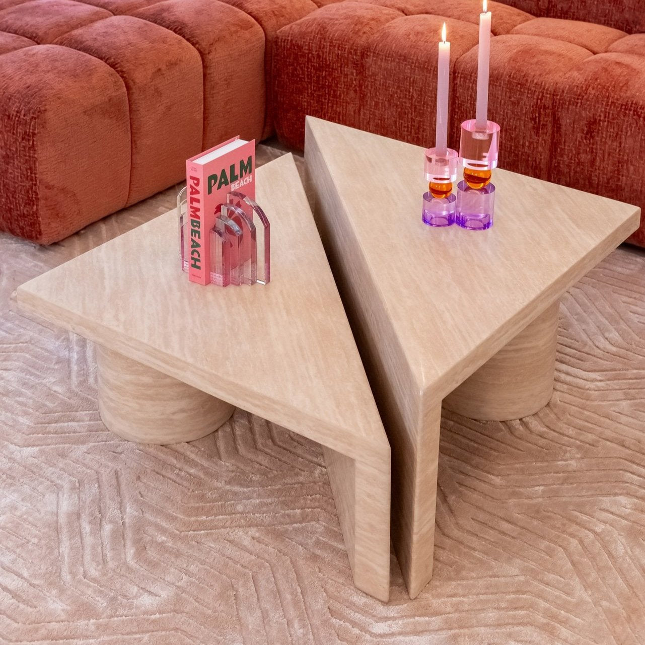 Richmond Interiors Fictus Set of 2 Coffee Tables - Faux Travertine