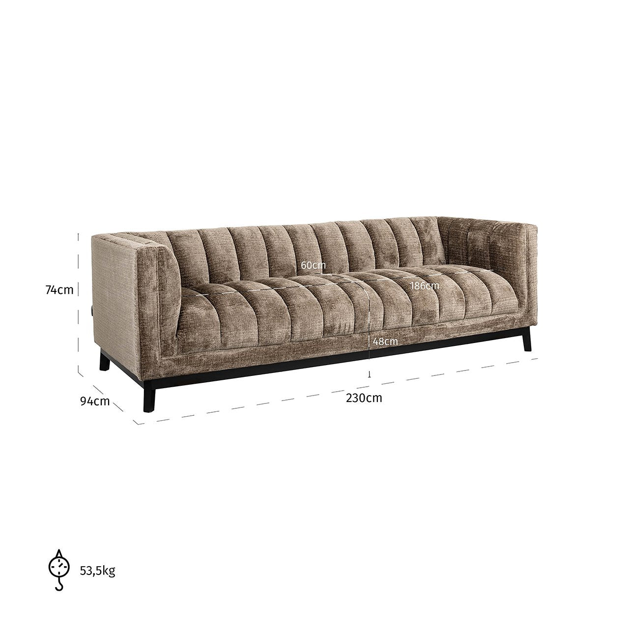 Richmond Interiors Beaudy Sofa in Stone Chenille