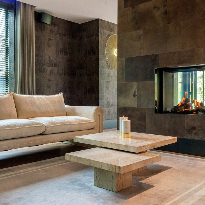 La Cantera Set of 2 Square Coffee Tables - Travertine Richmond 2