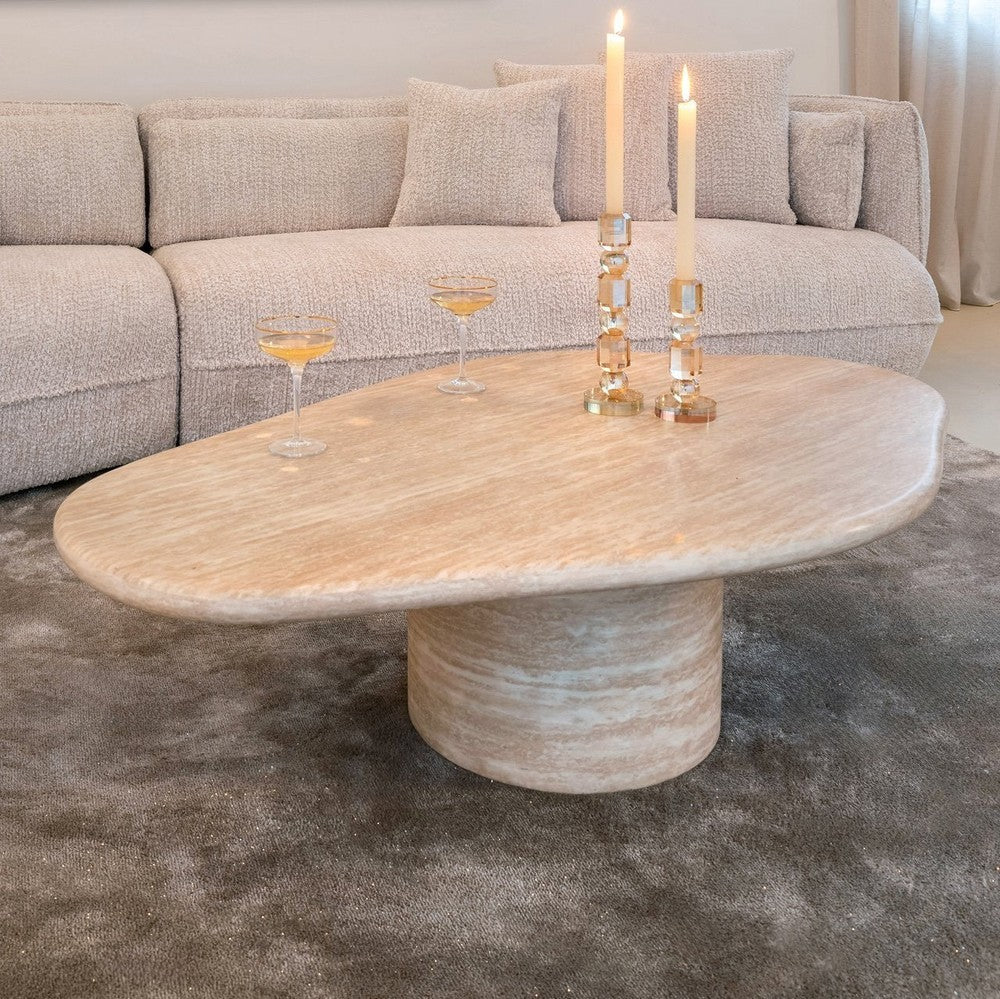 Fictus Faux Travertine Oval Coffee Table 130cm Richmond 2