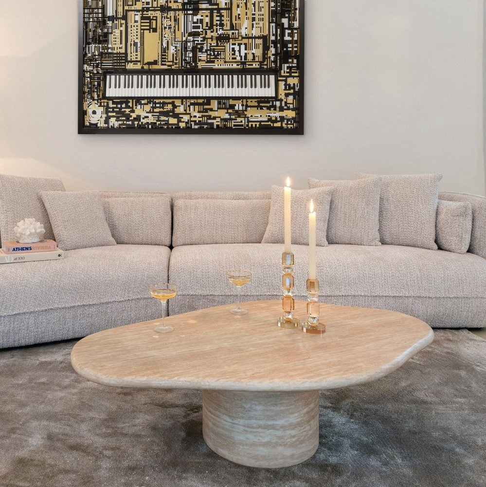Fictus Faux Travertine Oval Coffee Table 130cm Richmond 4