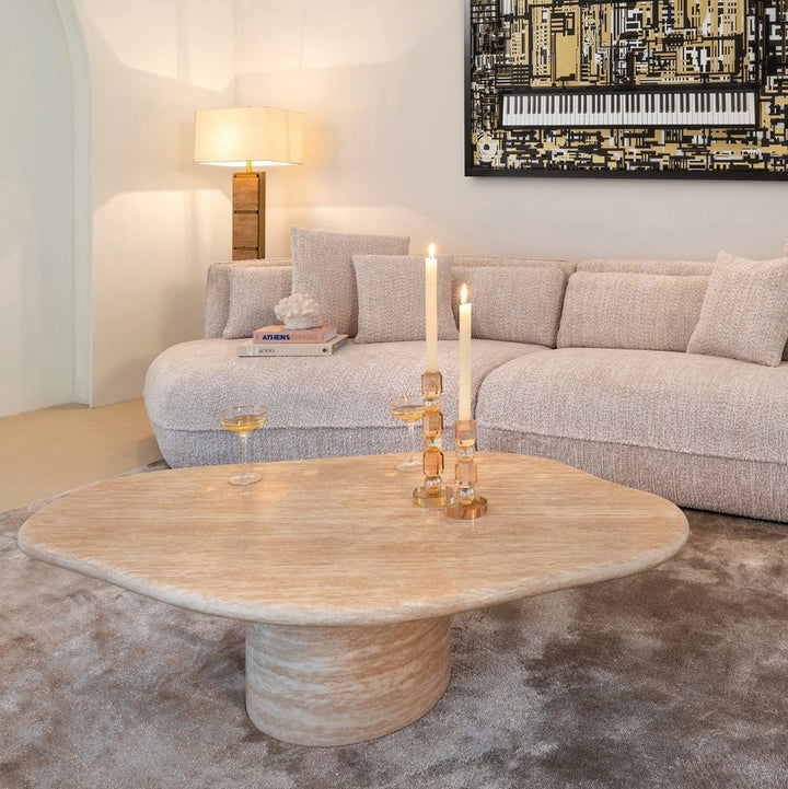 Fictus Faux Travertine Oval Coffee Table 130cm Richmond 5