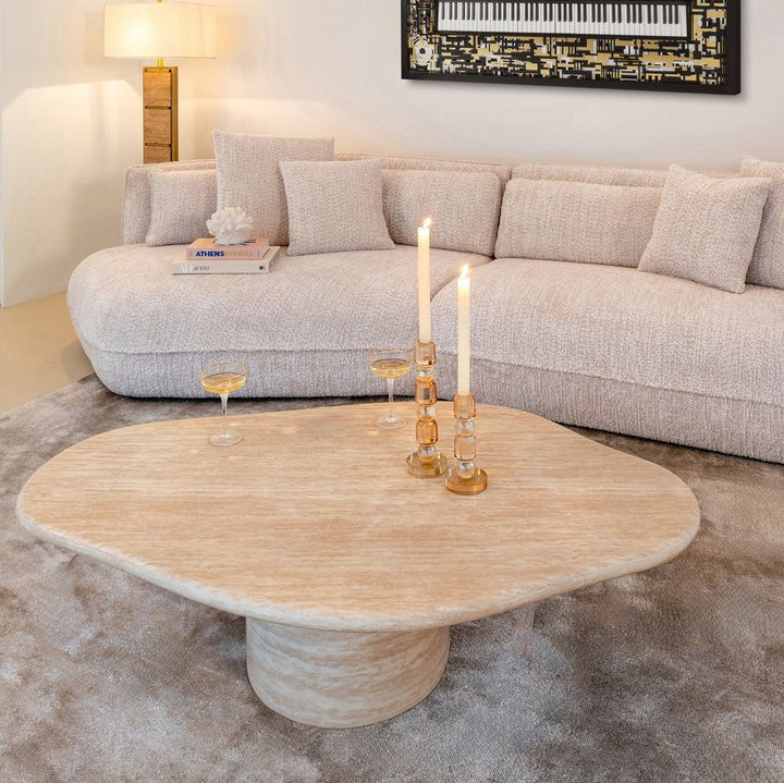 Fictus Faux Travertine Oval Coffee Table 130cm Richmond 3