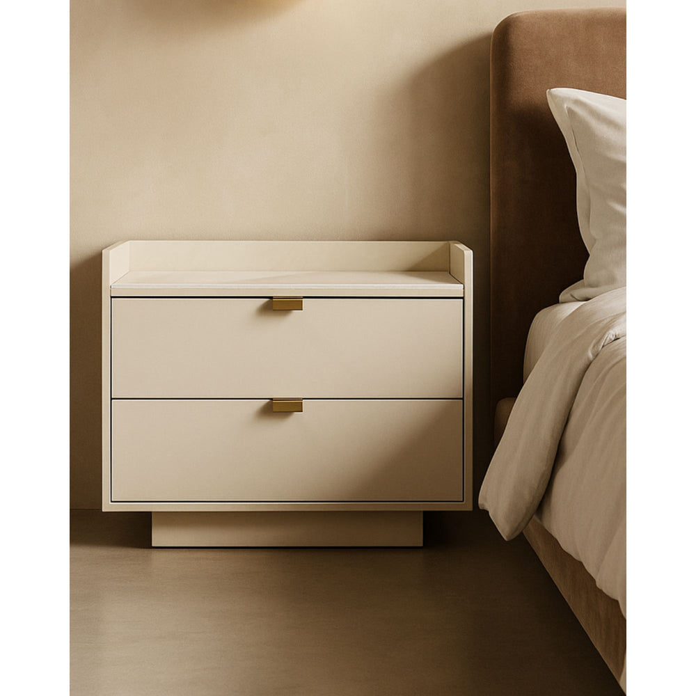 Saviour Bedside Table - White Marble & Beige Tommy Franks 2