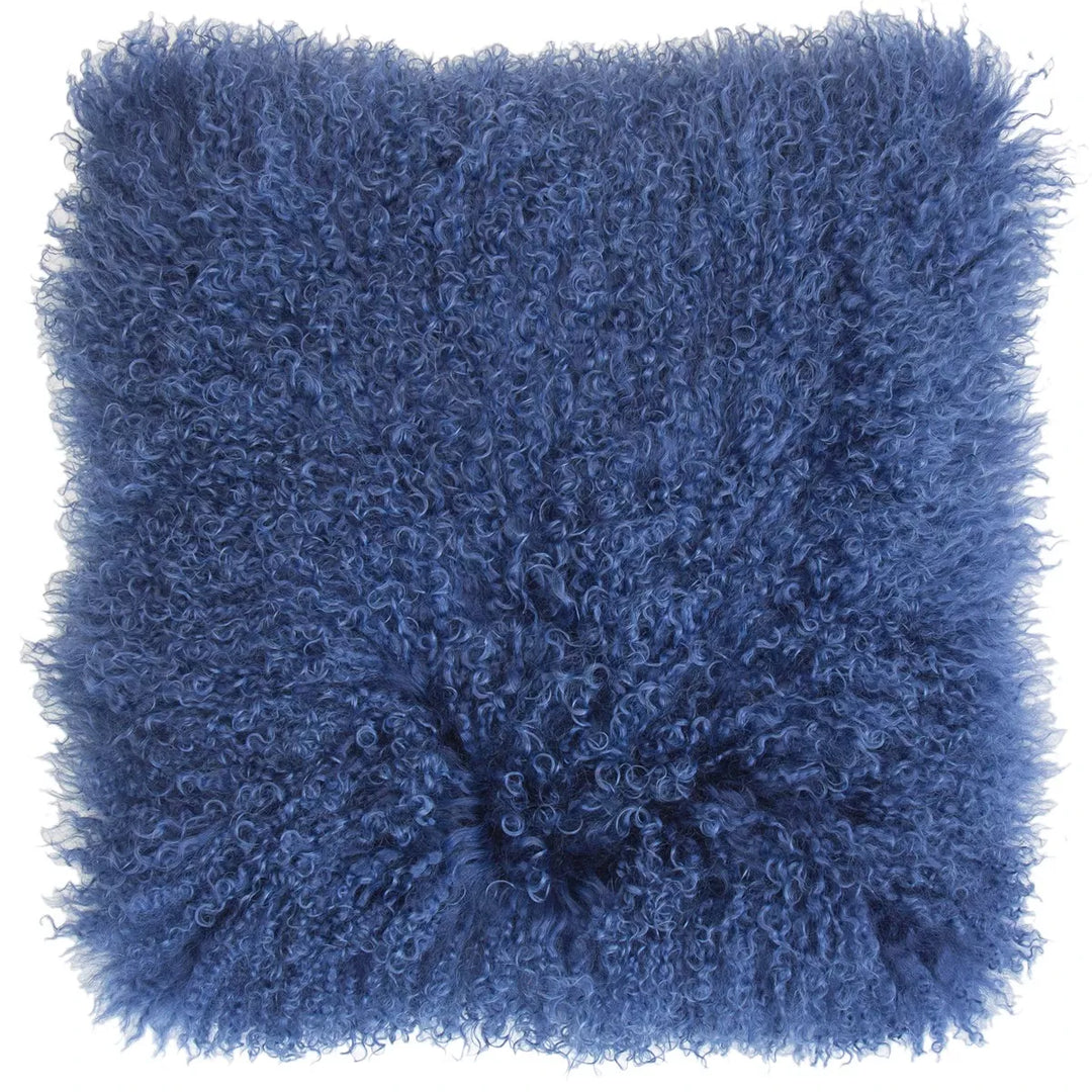 Mongolian Fur Cushion 40x40cm - Navy
