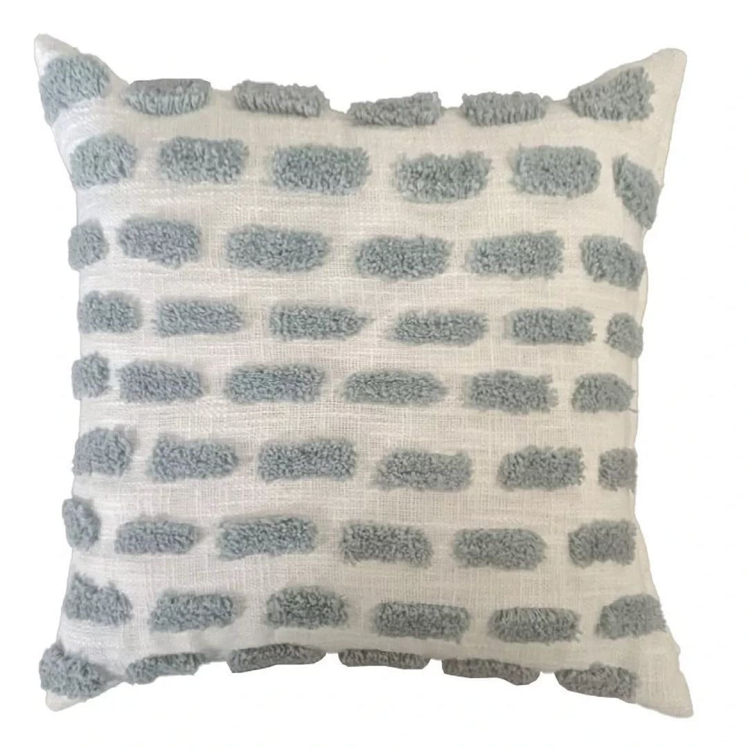 Ridge Cotton Tufted Dash Cushion 43x43cm - Duck Egg