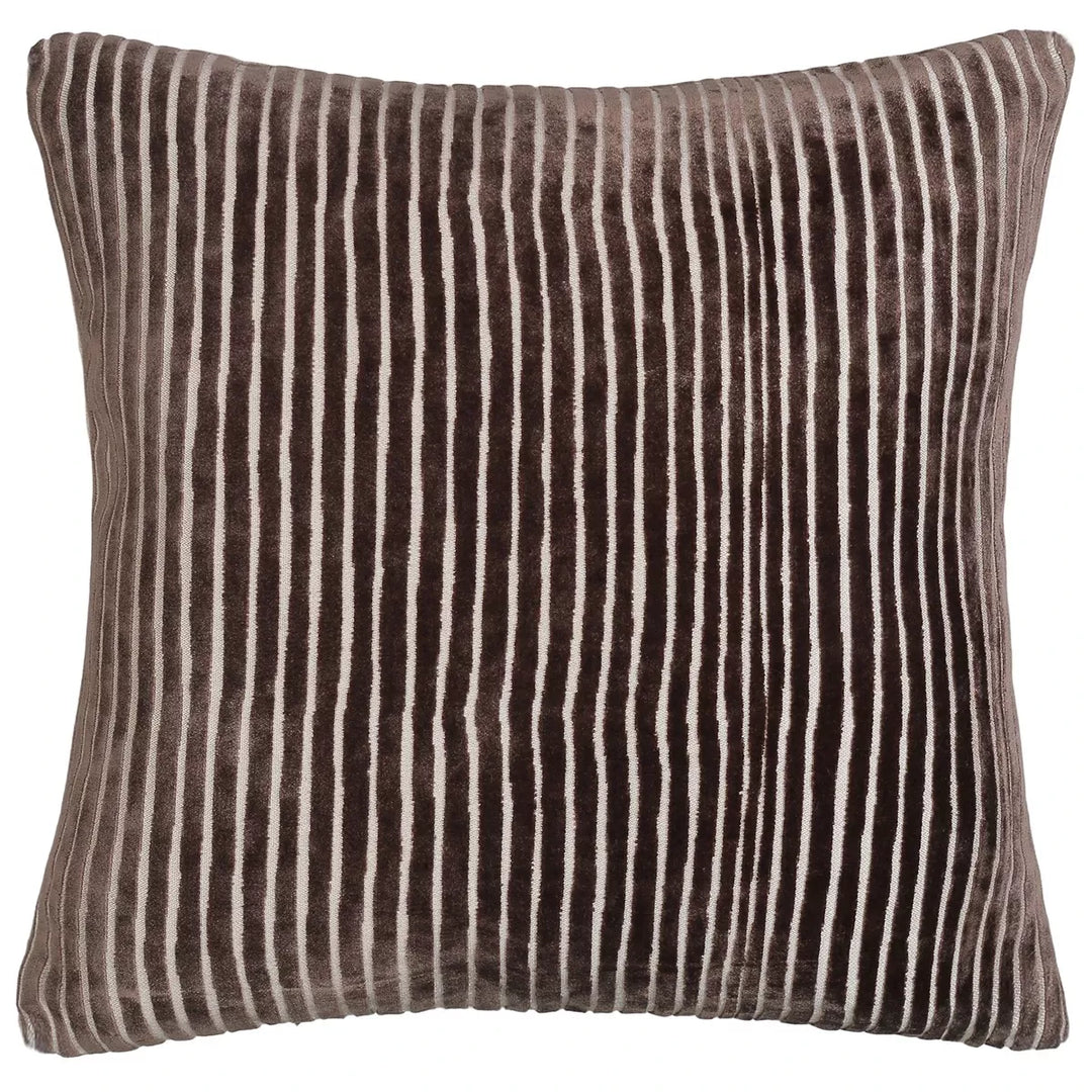 Amalfi Cut Velvet Stripes Cushion - Chocolate
