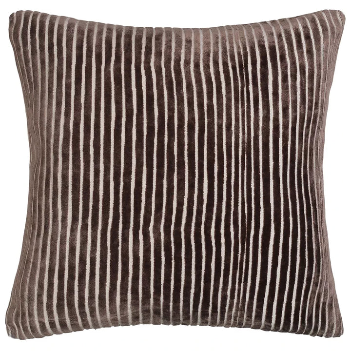 Amalfi Cut Velvet Stripes Cushion - Chocolate