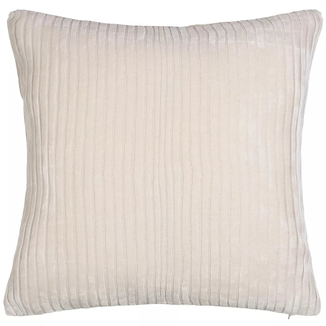 Amalfi Cut Velvet Stripes Cushion - Ivory