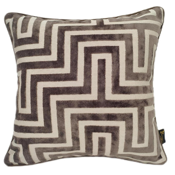 Amazing Maze Cut Velvet Cushion - Chocolate Malini 1