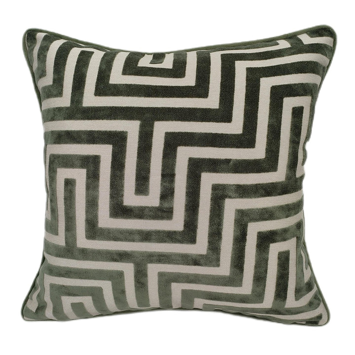 Amazing Maze Cut Velvet Cushion - Sage Malini 1