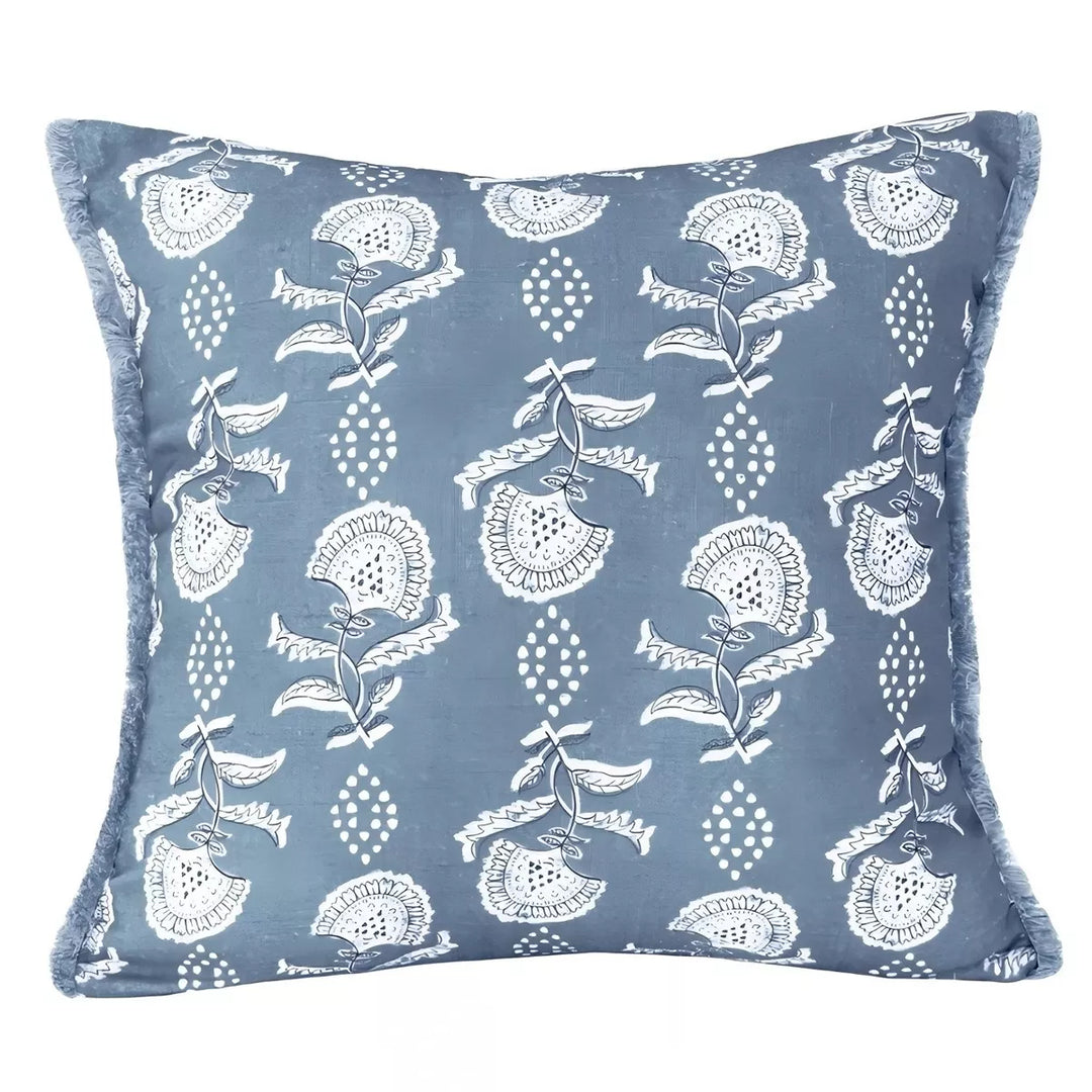 Ava Block Print Cushion 45x45cm - Blue
