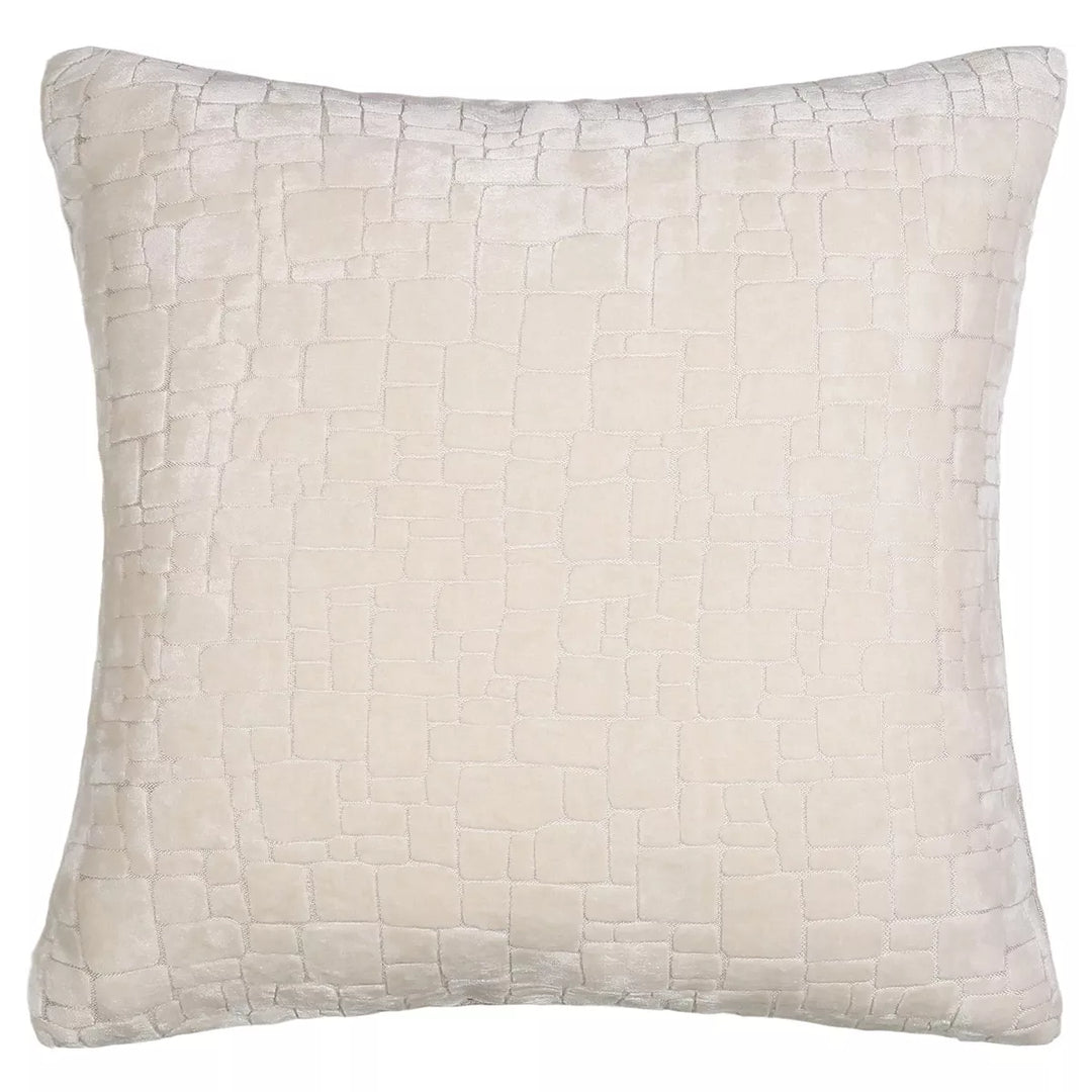 Bergen Cut Velvet Abstract Squares Cushion - Ivory