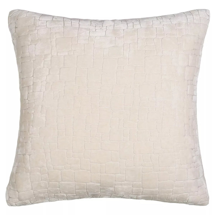 Bergen Cut Velvet Abstract Squares Cushion - Ivory