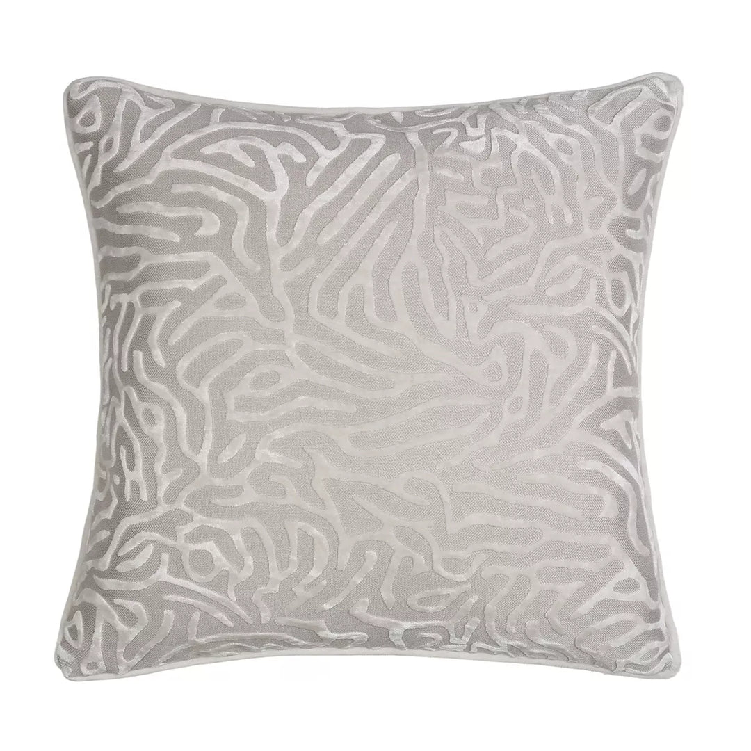 Doodle Cut Velvet Contoured Cushion - Ivory