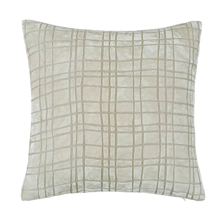 Drunkplaid Check Cut Velvet Cushion - Ivory