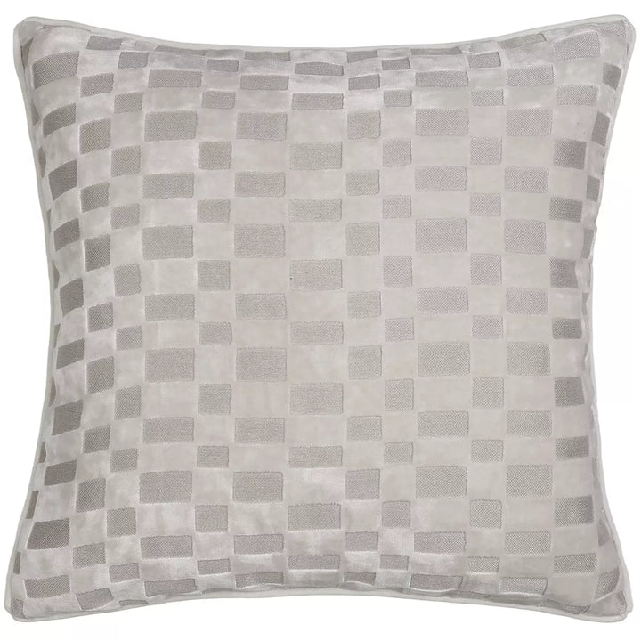 Modblock Cut Velvet Checkerboard Cushion - Ivory