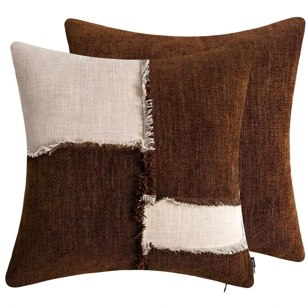 Otis Patch Cushion 45x45cm - Brown