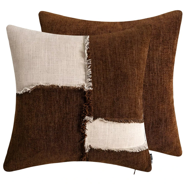 Otis Patch Cushion 45x45cm - Brown