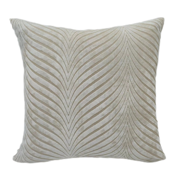 Rada Fan Cut Velvet Cushion - Ivory Malini 1