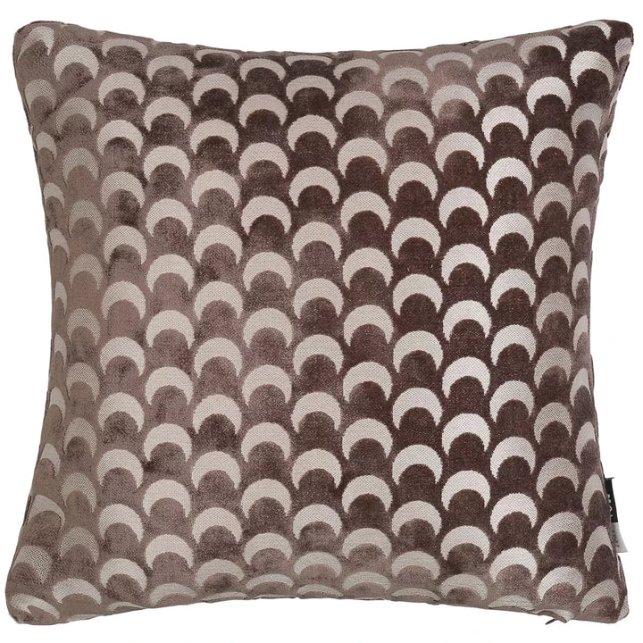 Soli Cut Velvet Crescent Cushion - Chocolate