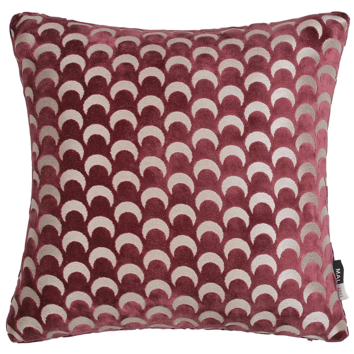 Soli Cut Velvet Crescent Cushion - Wine