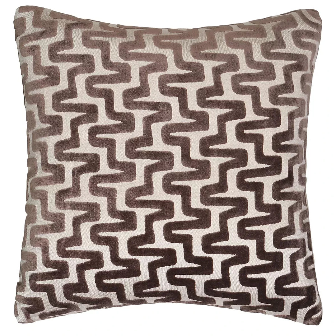 Summit Cut Velvet Staggered Line Cushion - Chocolate