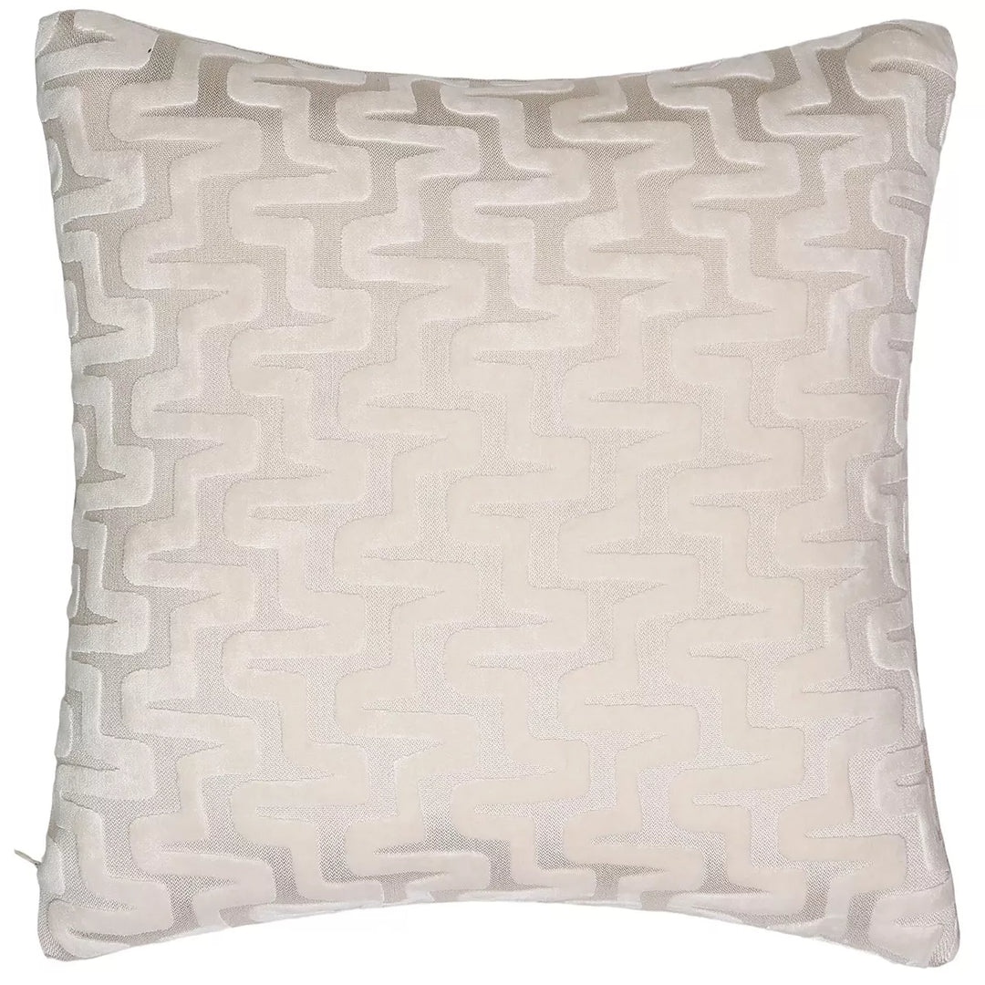 Summit Cut Velvet Staggered Line Cushion - Ivory