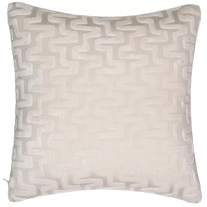 Summit Cut Velvet Staggered Line Cushion - Ivory