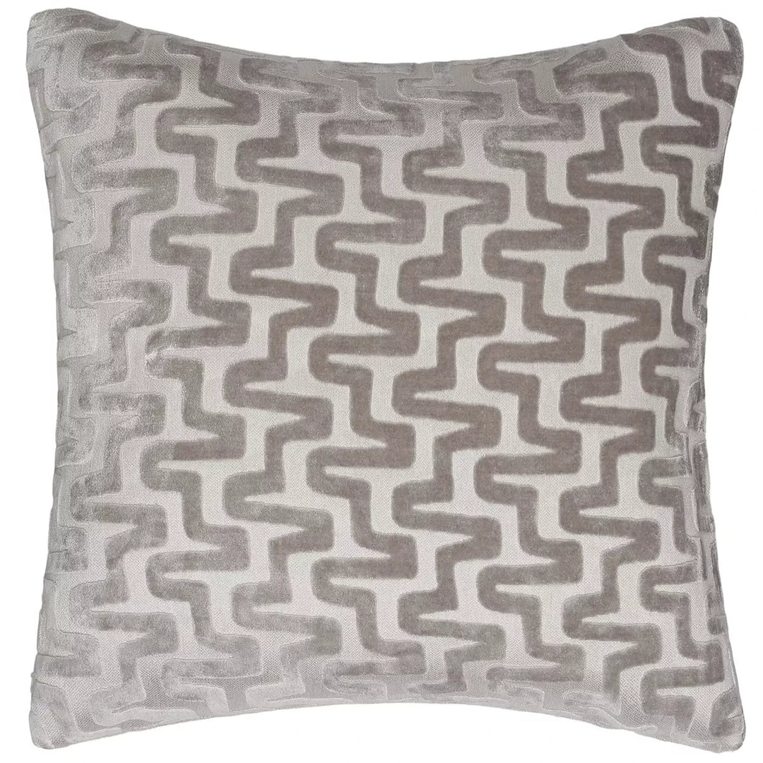 Summit Cut Velvet Staggered Line Cushion - Taupe