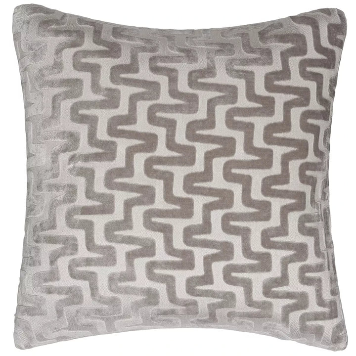 Summit Cut Velvet Staggered Line Cushion - Taupe