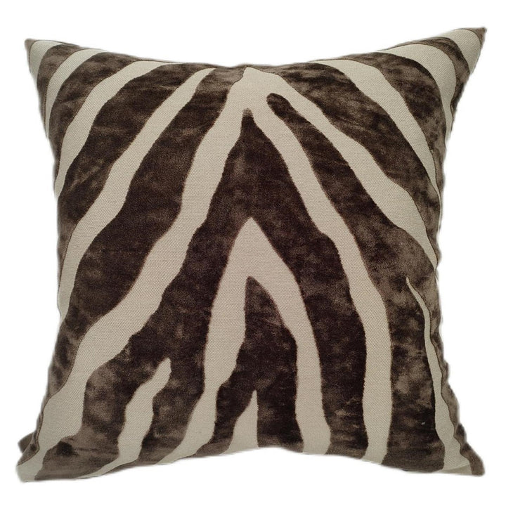 Zebedeedodah Zebra Velvet Cushion 43x43cm - Chocolate Malini 1
