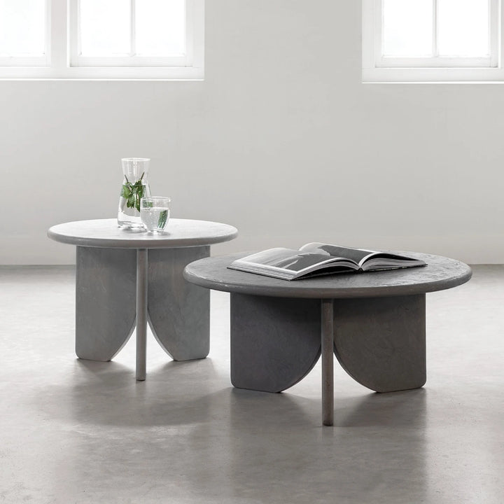 Scala Mortex Set of 2 Round Coffee Tables - Frost & Dusk