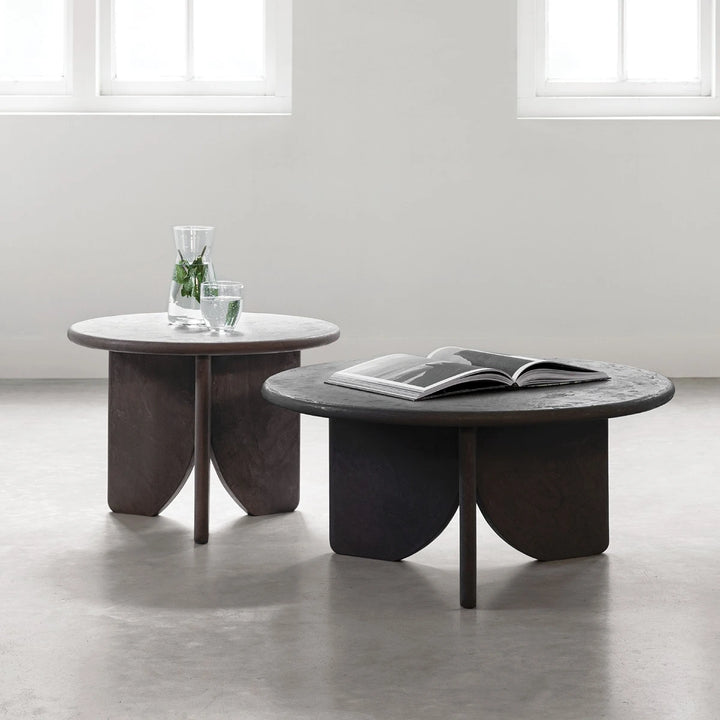 Scala Mortex Set of 2 Round Coffee Tables - Fudge & Pepper