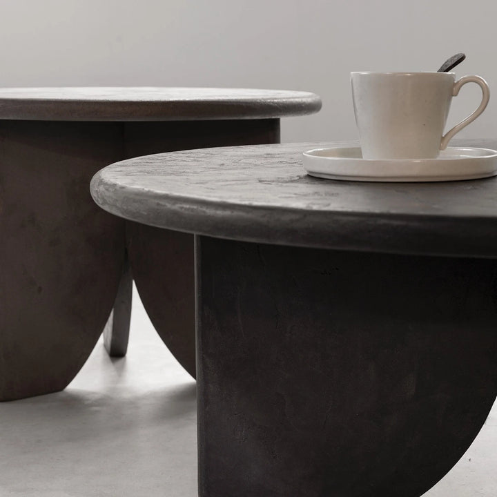Scala Mortex Set of 2 Round Coffee Tables - Fudge & Pepper