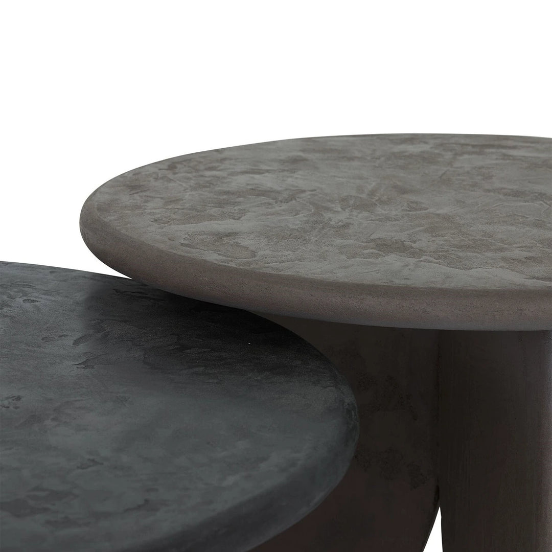 Scala Mortex Set of 2 Round Coffee Tables - Fudge & Pepper