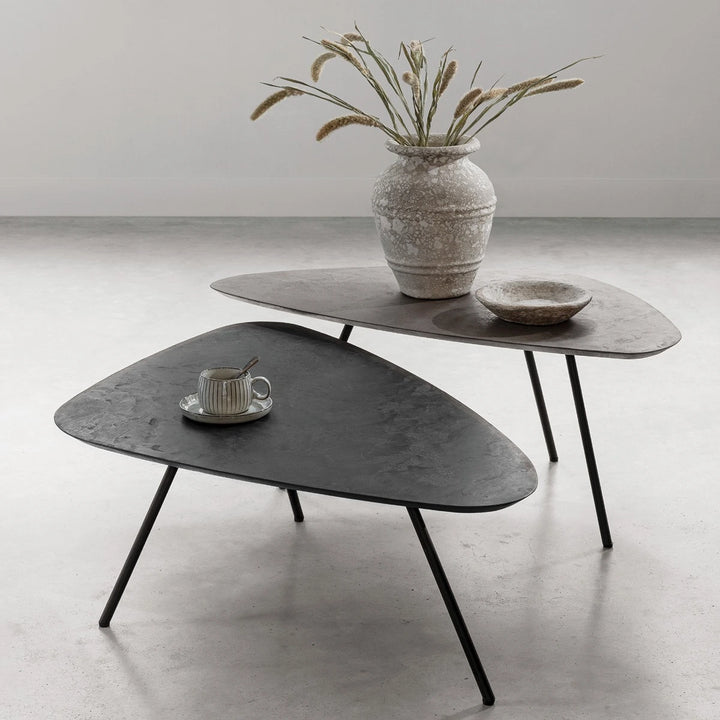 Scala Mortex Set of 2 Pebble Coffee Tables - Fudge & Pepper