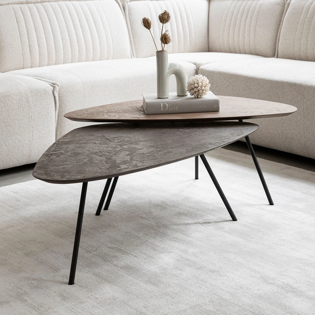 Scala Mortex Set of 2 Pebble Coffee Tables - Fudge & Pepper
